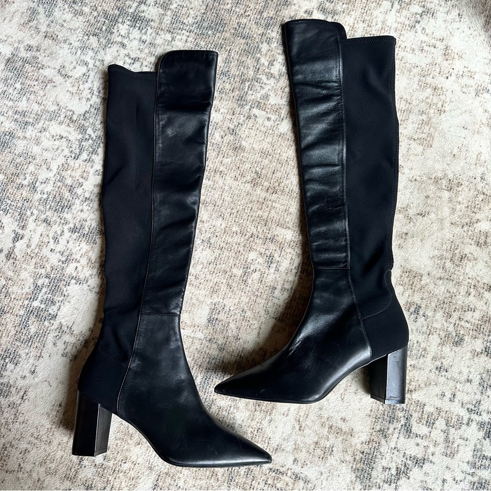 STUART WEITZMAN‎  LINSI OVER THE KNEE BOOT IN BLACK OFF SIZE L-10 R-9.5 - Picture 3 of 11